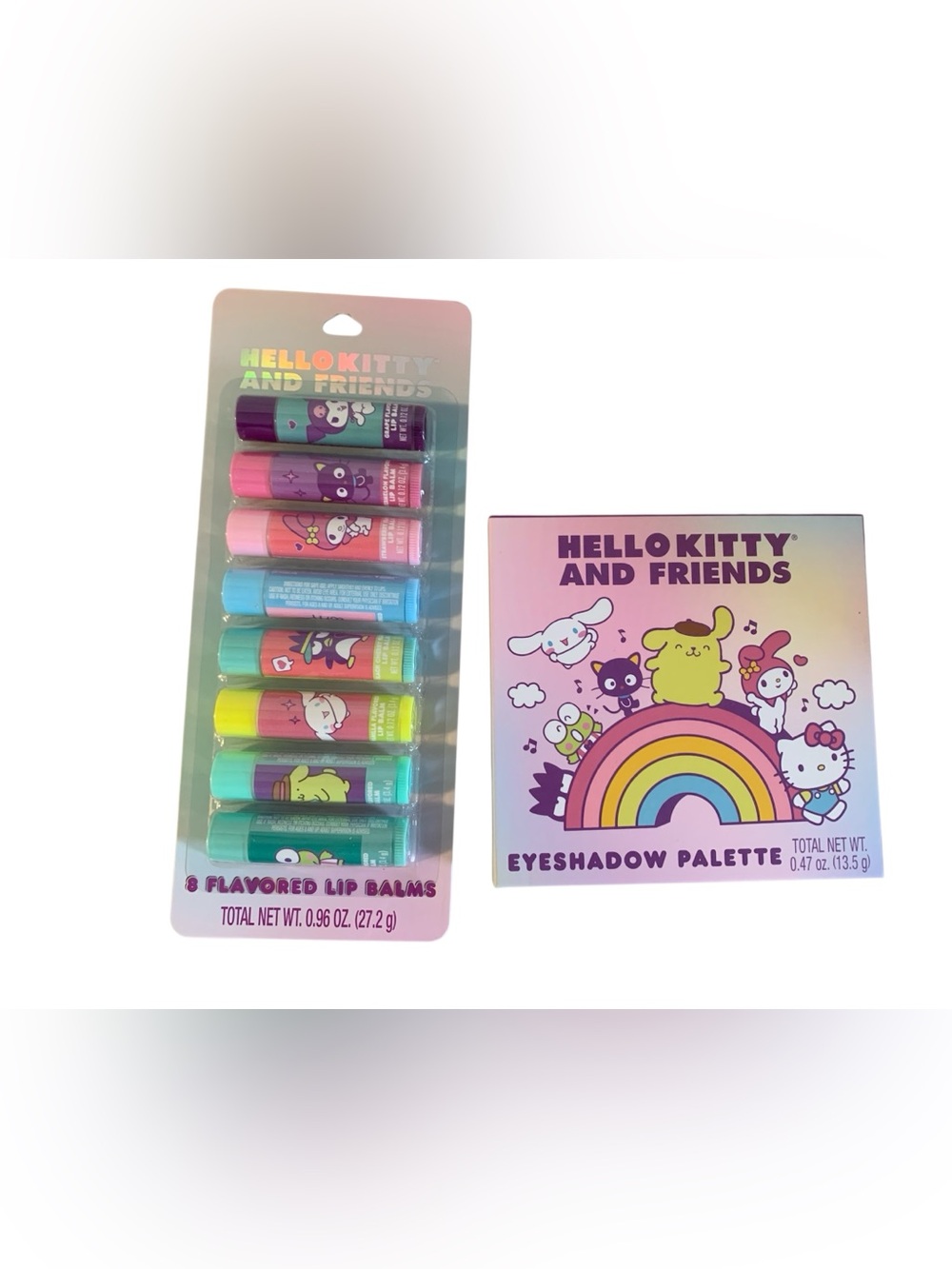 Sanrio Hello Kitty and Friends Makeup Bundle NWT Eyeshadow Palette and Lip Balms